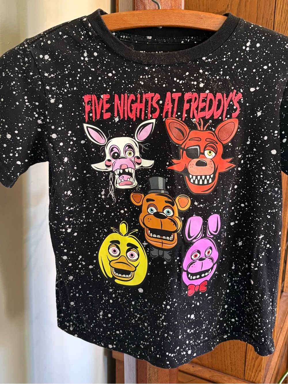 Five Nights at Freddy's Black Graphic Tee with Colorful Character Faces